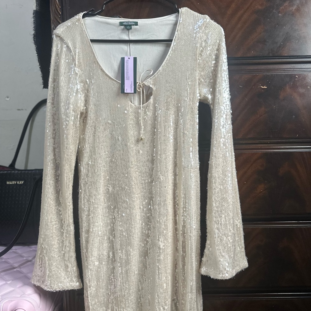 Elegant Cream Sequin Dress